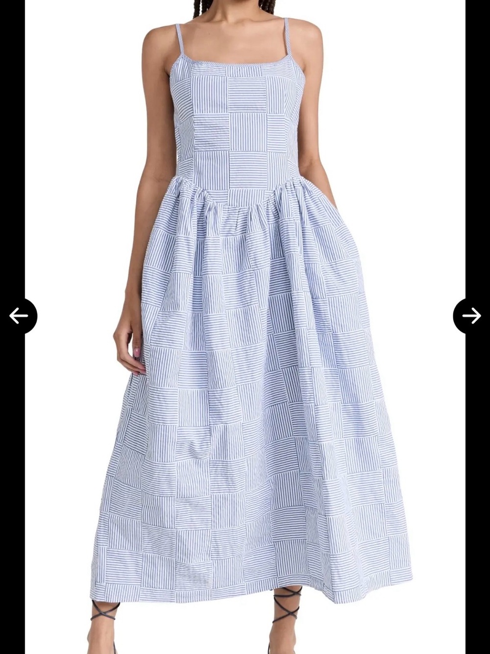 Ciao Lucia Light Blue & White Striped Patchwork Maxi Dress